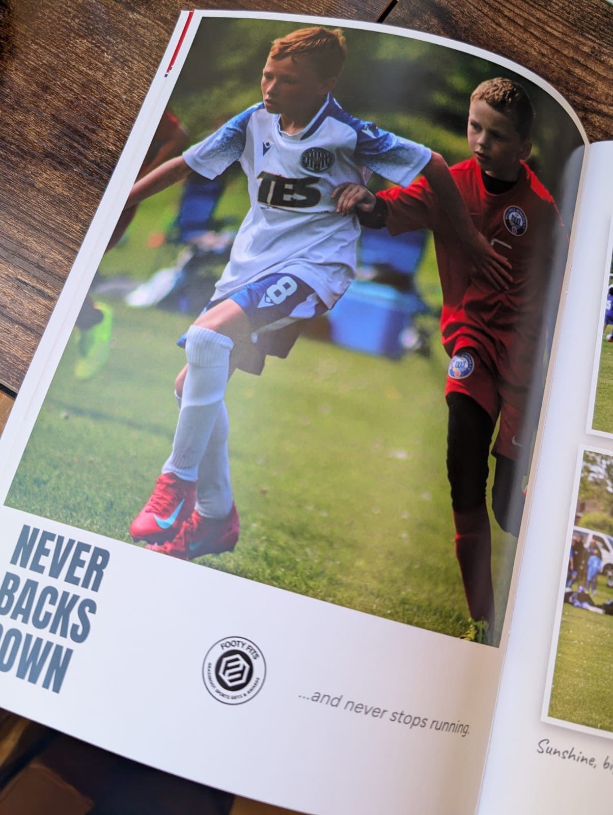 Cole's printed scrapbook: full-page action shots