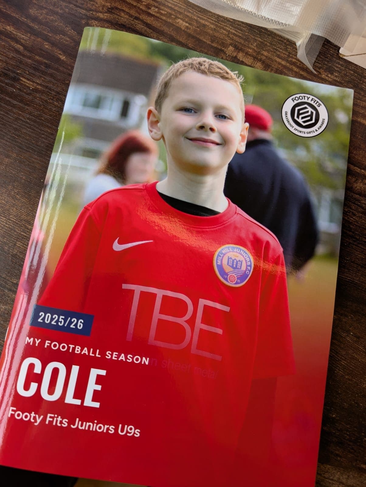 A printed Footy Fits football scrapbook: Cole's season cover
